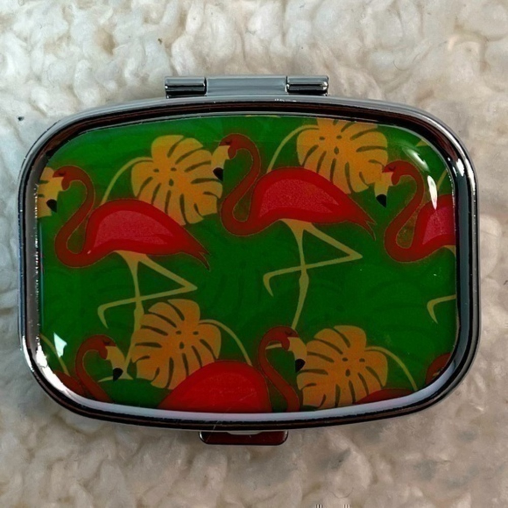 Kikkerland “Flamingo” Pill Case + Mirror